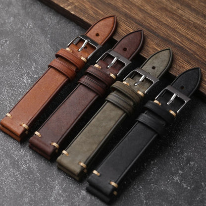 Cinturino per orologio vintage in pelle spazzolata, pelle ultra sottile e morbida, nero, marrone, verde, grigio, cinturino antico, 18 mm, 19 mm, 20 mm, 21 mm, 22 mm