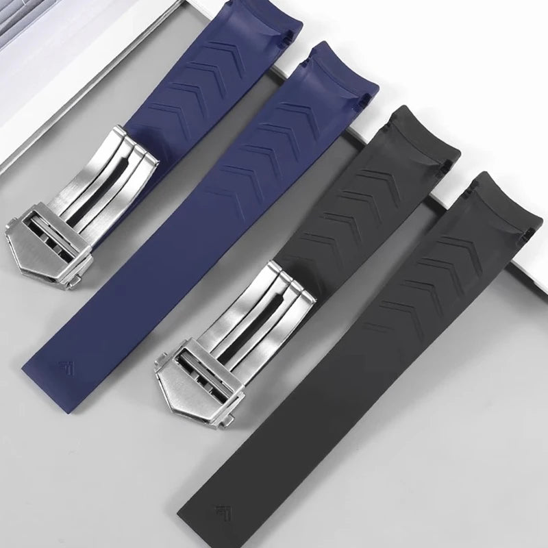 ForTAG Heuer folding clasp watch strap, silicone strap WAY201, Jingqian 300/500 Carlisla TAG series men's watch, rubber strap, 22mm