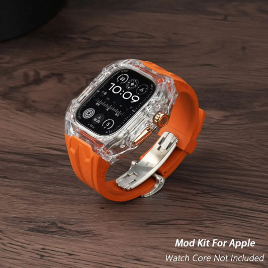 Kit de modification pour Apple Watch Ultra 2 10 9 8 7 6 5 4, bracelet en silicone sport + coque pour IWatch 44 mm 45 mm 46 mm 49 mm