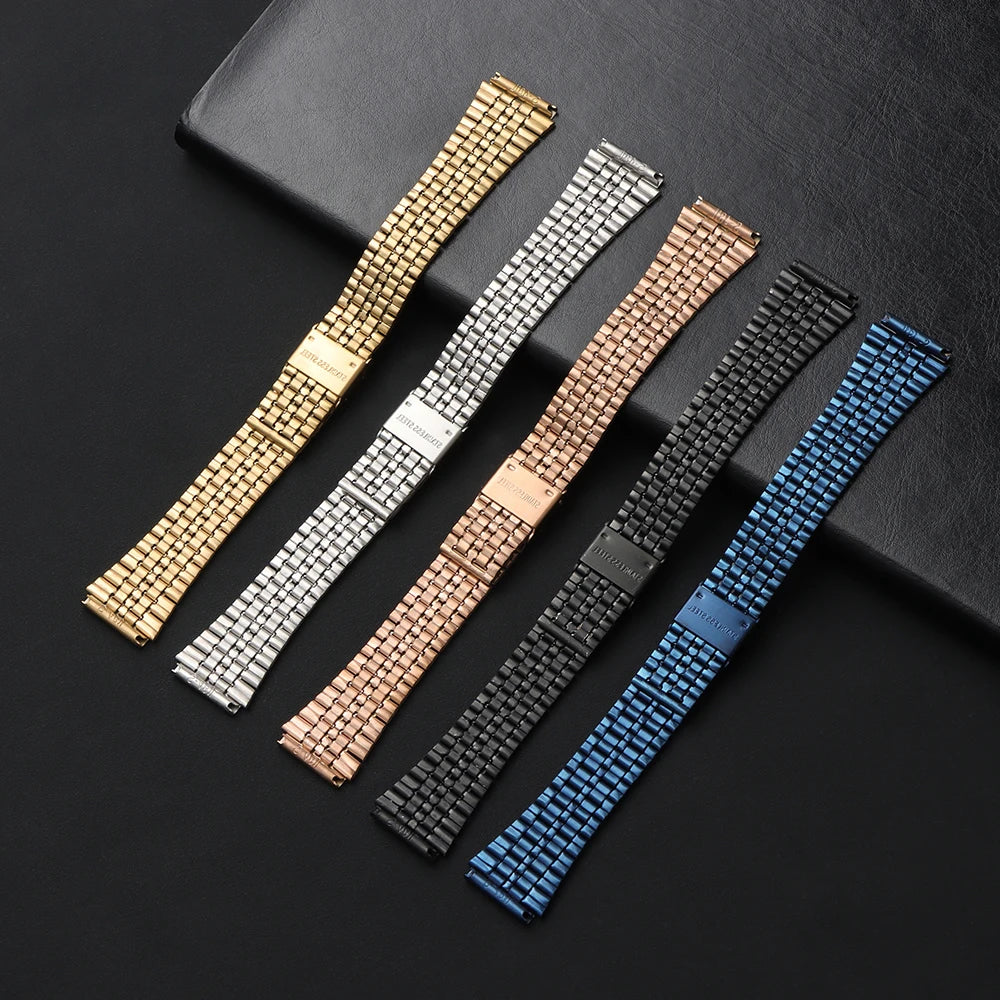 Unisex stainless steel watch band, 18mm, for CASIO F91W F105 F108 A158 A159 A168 AE1200 1300, Ultra-thin