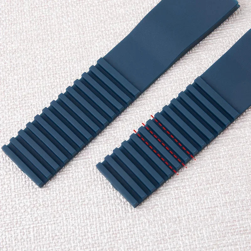 Bracelet de montre en caoutchouc souple pour femmes, taille pour Athens Observation Navigation 1183, étanche, noir, bleu, Ulysse Nardin, 22mm x 11mm