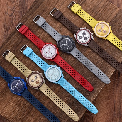 Bracelets de montre en caoutchouc FKM tropical premium 20 mm 22 mm à dégagement rapide, motif nid d'abeille, respirants et poreux pour Seiko SRP775
