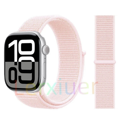 适用于 Apple Watch 46mm 44mm 45mm 40mm 41mm 42mm 的尼龙回环表带，适配 iWatch 系列 11 10 9 SE 8 7 6 5 4 Ultra 3 2 49mm