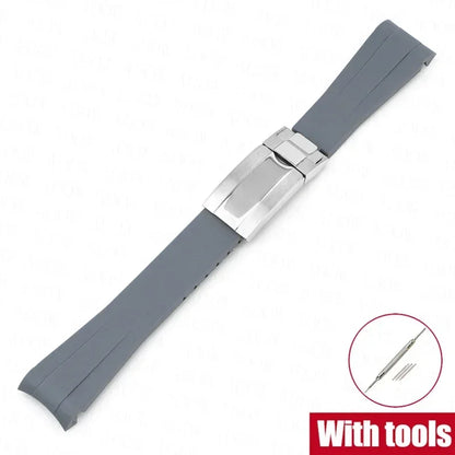 Curved Rubber Watch Strap for Omega x Swatch MoonSwatch, 20mm Folding Clasp for Men and Women, TPU Replacement Band for Rolex Submariner
