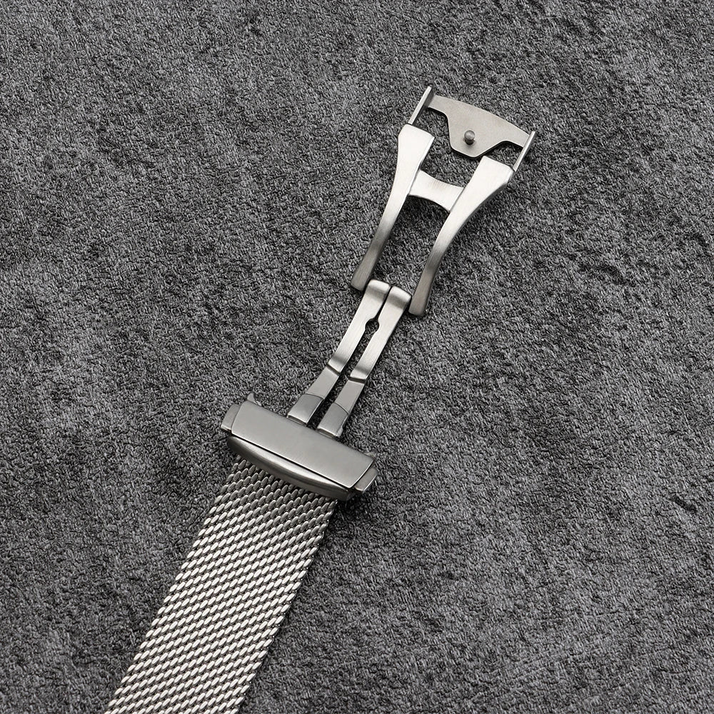 20mm 22mm Milanese Watch Band for Omega 007 Seamaster 300, Stainless Steel Mesh Bracelet, Original Folding Buckle