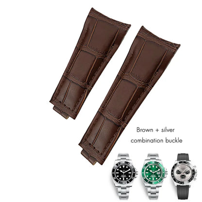 Bracelet de montre en cuir véritable souple, extrémité incurvée, bracelet de montre noir, Rolex Submariner DayRequiGstuff Yacht-Master Datejust, 20mm