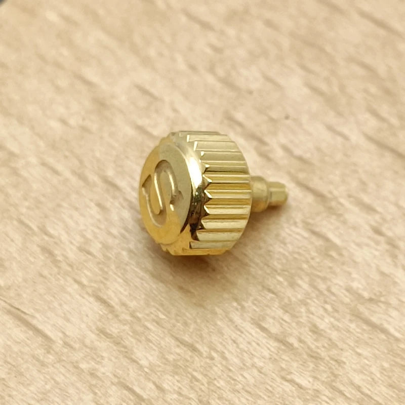 Screw-on case replacement crown, high-quality engraved and signed 'S', fits NH/35 and NH/36 movements, 3 styles with crown tube stem