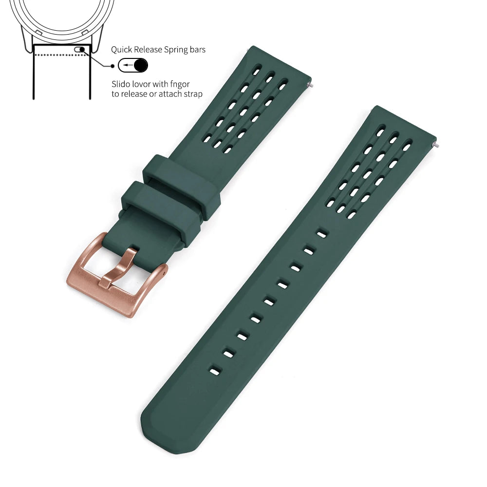 Bracelet de montre en caoutchouc FPM FKM, 20mm 22mm, dégagement rapide, qualité supérieure, conception de Structure poreuse, bracelet de Sport Durable et confortable