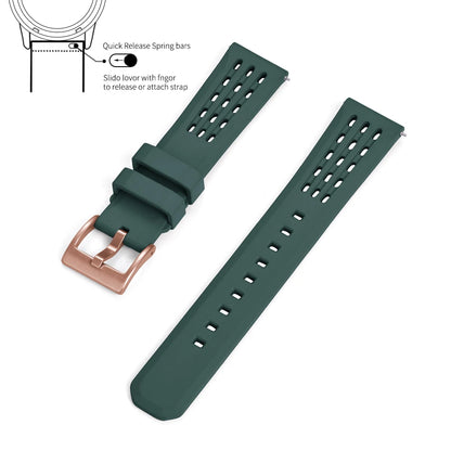 Bracelet de montre en caoutchouc FPM FKM, 20mm 22mm, dégagement rapide, qualité supérieure, conception de Structure poreuse, bracelet de Sport Durable et confortable