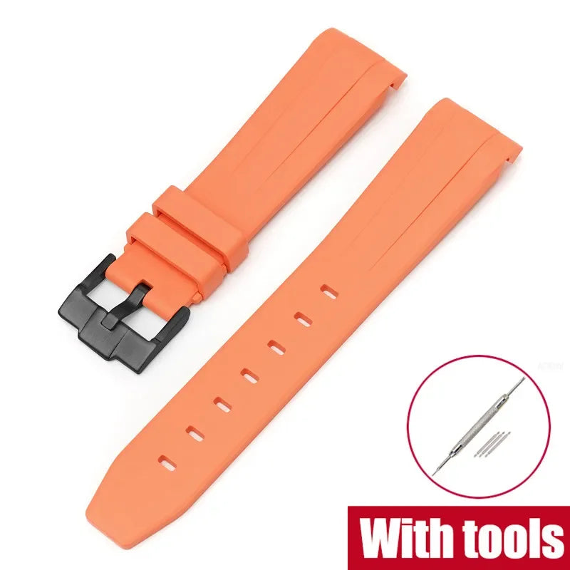 FKM Fluororubber Watch Strap for Rolex for Omega x Swatch MoonSwatch 20mm Curved End Waterproof Sport Replace Watch Band