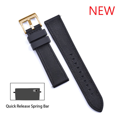 Bracelet de montre FKM, nouveau Design, 20mm 22mm, libération rapide, hybride, caoutchouc fluoré, cuir, FPM, doux et Durable, unisexe