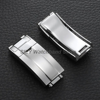 For Rolex Submariner Oysterflex Daytona GMT 9mm 16mm Stainless Steel Double Security Folding Watch Buckle Clasps Solid Watch Button