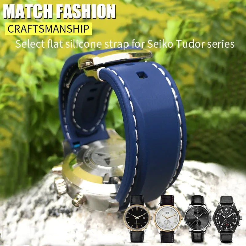 Soft Natural Rubber Watch Strap, 18mm 20mm 22mm, Suitable for HUAWEI GT SEIKO SKX IWC Tudor 19mm 21mm, Silicone for Tissot Diving Bracelet