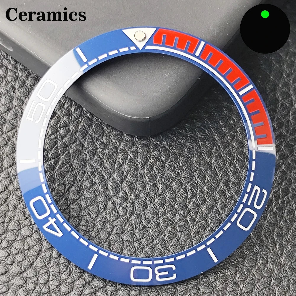 Insert de lunette incliné en céramique/aluminium 41.5mm x 32.7mm, adapté au remplacement de lunette de montre pour hommes, accessoires de montre