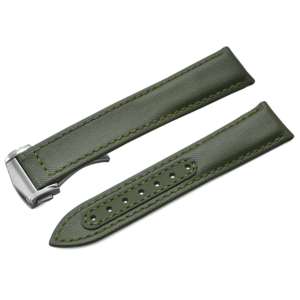 Bracelet de montre en Nylon en tissu voile, 20mm 22mm, en cuir, pour Omega Seamaster Swatch, boucle pliante, Bracelet universel