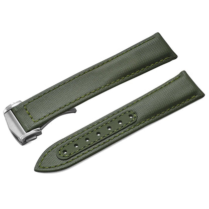 Bracelet de montre en Nylon en tissu voile, 20mm 22mm, en cuir, pour Omega Seamaster Swatch, boucle pliante, Bracelet universel