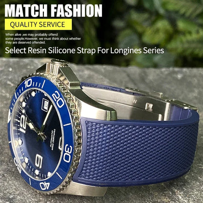 Bracelet de montre en caoutchouc fluoré en Silicone de haute qualité 19mm 20mm 21mm pour Longines hydroconquest L3 Conquest sport bracelet de montre de plongée