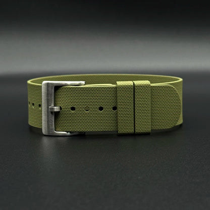 Bracelet de Montre Nato Caoutchouc Siliconé Boucle Brossé - 24,5cm