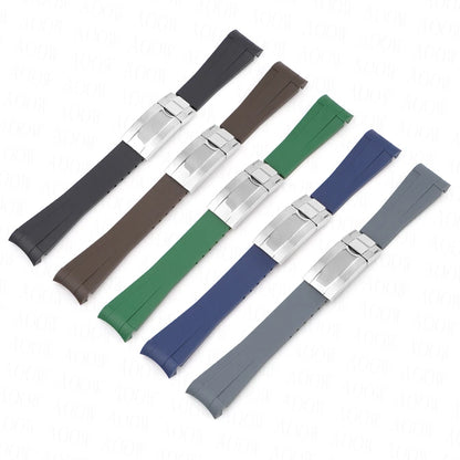    Bracelet en caoutchouc de 20mm pour Rolex GMT Daytona Submariner, étanche, extrémité incurvée en TPU, bracelet de montre de remplacement pour Omega X Swatch MoonSwatch