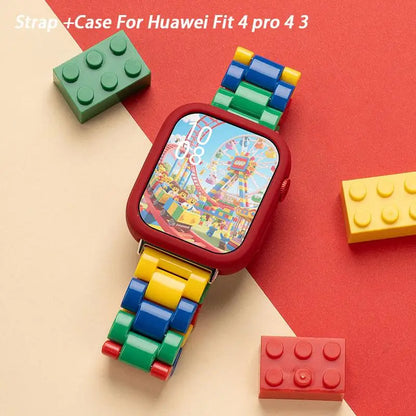 Coque en silicone + bracelet élégant en résine couleur bonbon pour Huawei Fit4 Pro Fit4 Fit 3
