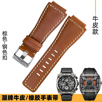 Cowhide Leather Watch Strap for Bell & Ross Series, Silicone Strap, POLICE Watch Strap, PL14796, PL15472, B & R suréWer, Male, BR01, BR03