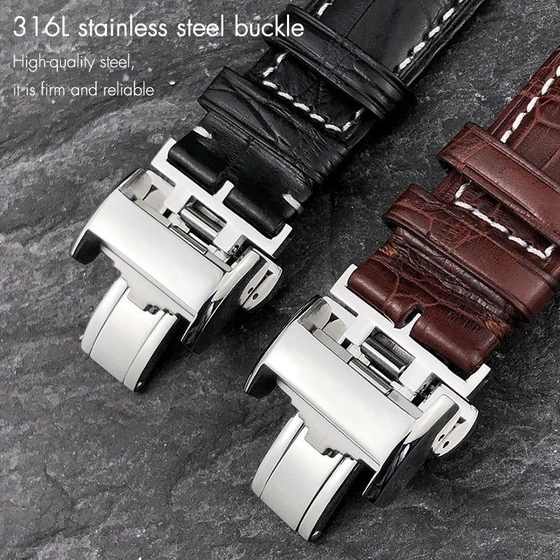 Cinturino di lusso in pelle di coccodrillo, 19mm, 18mm, 20mm, 21mm, 22mm, per Longines Master, fibbia déployante, da donna e da uomo