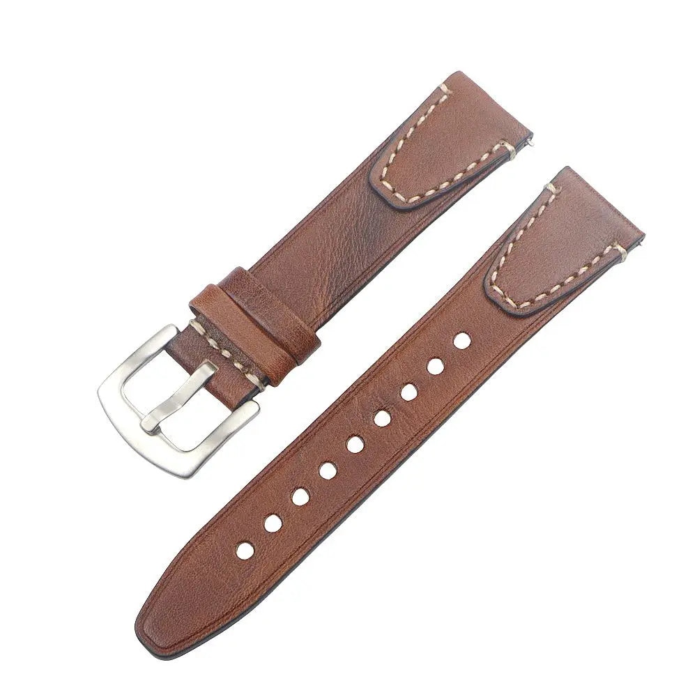 Cinturino per orologio in pelle retrò fatto a mano, cinturino a sgancio rapido, struttura in acciaio inossidabile, 18mm, 20mm, 22mm