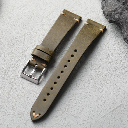 Cinturino per orologio in vera pelle bovina italiana fatto a mano, 18 19 20 21 22 MM, marrone, nero, verde, morbido, in vera pelle, catena per orologio da uomo, stile vintage
