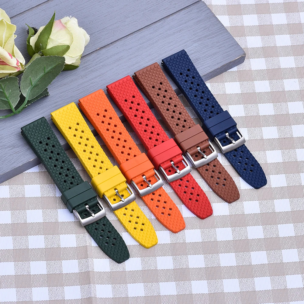 Nouveau bracelet en caoutchouc FKM fluoré nid d'abeille conçu 20mm 22mm bracelets de montre à dégagement rapide pour bracelet de remplacement de montre SRP777J1