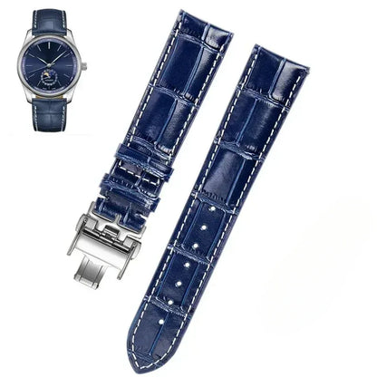 Per il bracciale artigianale Longines con luna e magnifico motivo coccodrillo blu, cinturino da uomo Comcas 20 mm. È adatto