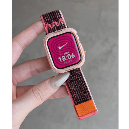 Coque en silicone + bracelet pour Apple Watch Series 11 10 9 8 7 45mm 41 Band SE 6 5 4 44 40mm, bracelet en nylon correa pour iWatch Ultra 49mm