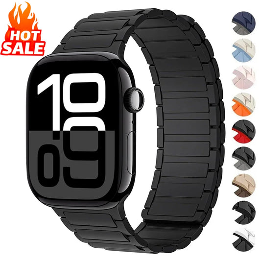 Cinturino a fibbia magnetica per cinturini Apple Watch 46mm 44mm 40mm 45mm 41mm 42mm Cinturino in silicone iWatch serie 11 10 9 8 7 6 SE Ultra 3