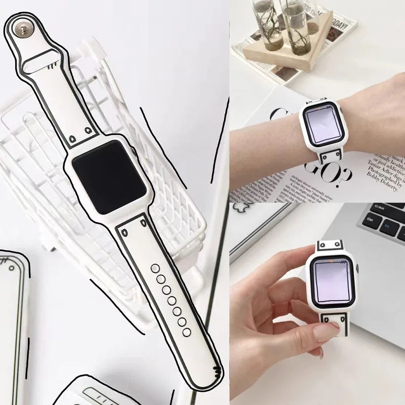 Silicone Band and Case for Apple Watch 38mm 40mm 41mm 42mm 43mm 44mm 45mm 46mm 49mm iWatch Series 11 10 9 8 7 6 5 4 SE Ultra