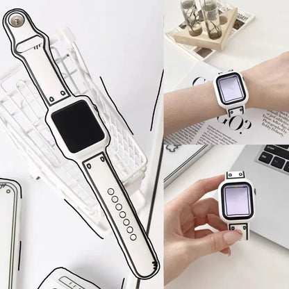 Silicone Band and Case for Apple Watch 38mm 40mm 41mm 42mm 43mm 44mm 45mm 46mm 49mm iWatch Series 11 10 9 8 7 6 5 4 SE Ultra