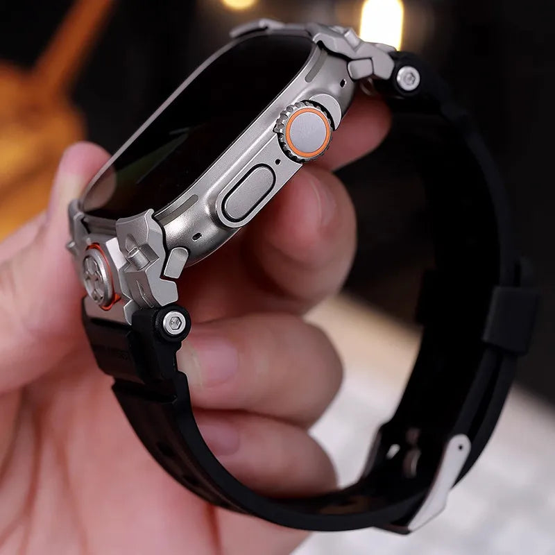 Bracelet en acier inoxydable + silicone pour Apple Watch 49 mm, bracelet sport compatible avec Apple Watch Ultra 3/2 iWatch