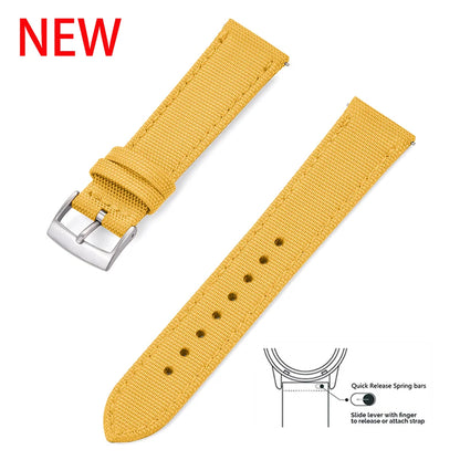 Leather and Nylon Watch Strap for Men and Women, 18mm 20mm 22mm, Quick Release, Universal, Suitable for Traditional Smartwatches