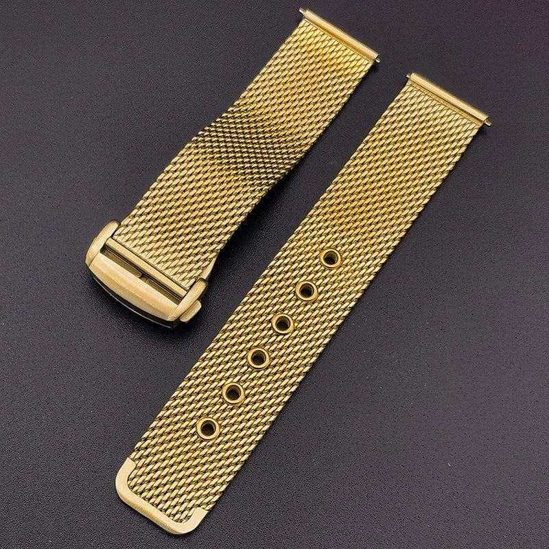 20mm 22mm Milanese Watch Band for Omega 007 Seamaster 300, Stainless Steel Mesh Bracelet, Original Folding Buckle