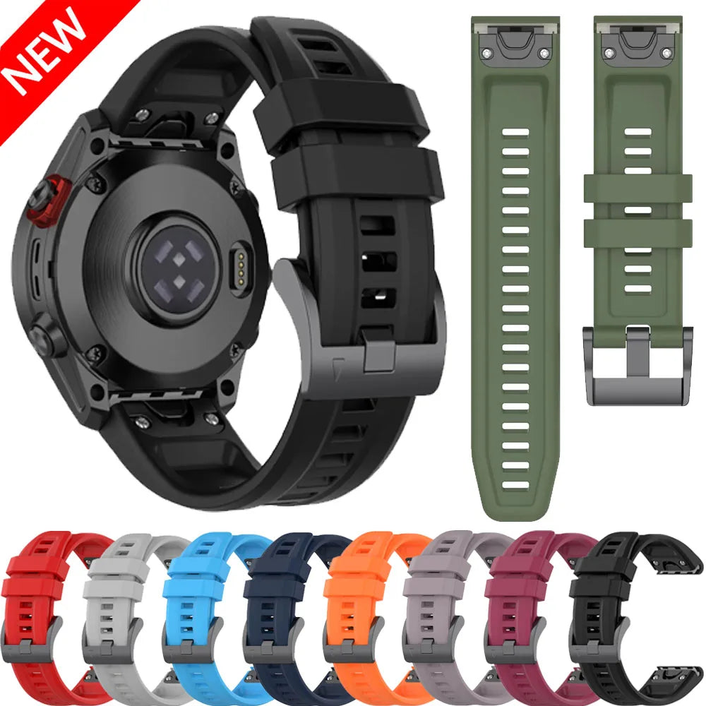 Quick-fit Silicone Strap, 26mm 22mm 20mm, for Garmin Tactix 8/Fenix 8 51mm 47mm 43mm, Durable Garmin Enduro3/Fenix 7S E 7X Strap