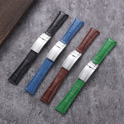 Bracelets de montre 20mm en Cuir - Boucle Déployante Acier Poli