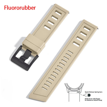 New heavy duty FKM watch strap 20mm 22mm quick release waterproof fluoro rubber watch band 5mm thick unisex suitable for dive sport watch