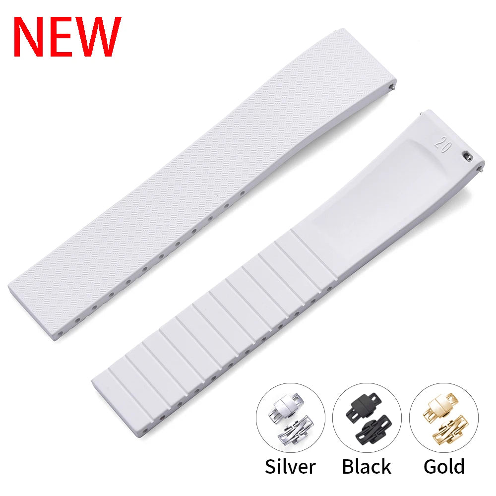 New Design CTS Fluoro-Rubber Watch Strap 18mm 19mm 20mm 22mm Watch Straps with Quick-Release Butterfly Buckle FKM Strap for Cutting to Size