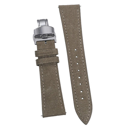 Bracelet de montre en toile haute densité 20 mm 22 mm, bracelet de montre rétro en cuir et tissu avec boucle papillon à dégagement rapide