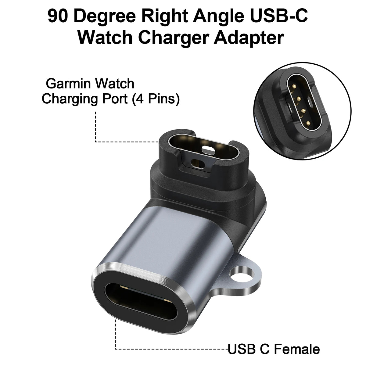 Adaptateur de chargeur de type C pour Garmin Fenix 8 7 6 6X 5S X Plus/Instinct 2/Venu 2/Vivoactive 4 3/Forerunner 965 955 945 935, convertisseur