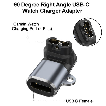 Adaptateur de chargeur de type C pour Garmin Fenix 8 7 6 6X 5S X Plus/Instinct 2/Venu 2/Vivoactive 4 3/Forerunner 965 955 945 935, convertisseur