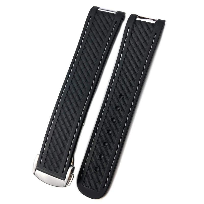 Bracelet de montre en caoutchouc de Silicone, 19mm 20mm, pour Omega Seamaster AQUA TERRA AT150 Ultra léger 8900, boucle de déploiement Premium
