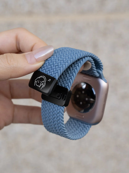 Bracelet en nylon tressé avec motif chien musical et fermoir magnétique pour Apple Watch S11 S10 S9 S8 Ultra SE3 49mm 42mm 45mm 44mm 46mm S10 42mm
