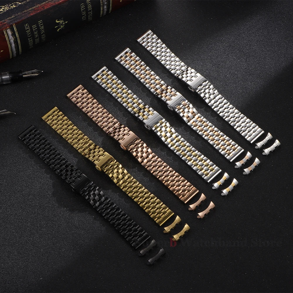 Edelstahlarmband 12/14/16/18/19/20/21/22 mm für Tissot-Uhren mit gebogenem Anstoß, universelles Seiko-Armband mit Schmetterlingsschließe