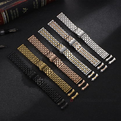 Edelstahlarmband 12/14/16/18/19/20/21/22 mm für Tissot-Uhren mit gebogenem Anstoß, universelles Seiko-Armband mit Schmetterlingsschließe