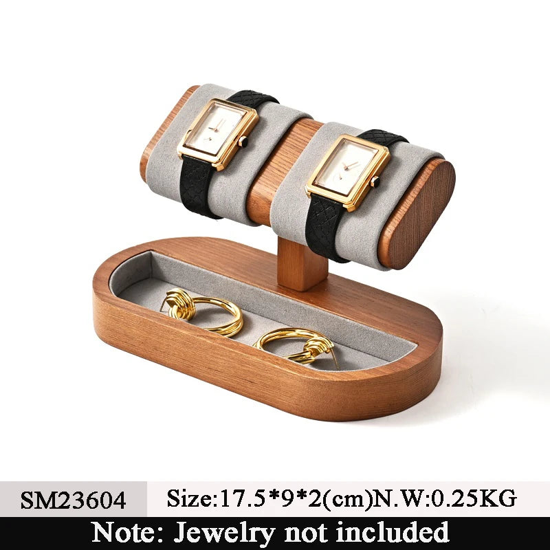 Espositore per orologi in legno a forma di T Oirlv, porta orologi in microfibra, porta gioielli per bracciali e anelli, EvaluT1, nuovo