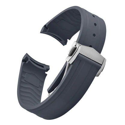 FKM bracelet en caoutchouc 20mm pour Omega X Swatch Seamaster300 bracelet de montre en caoutchouc à extrémité incurvée boucle papillon pliante pour Omega MoonSwatch